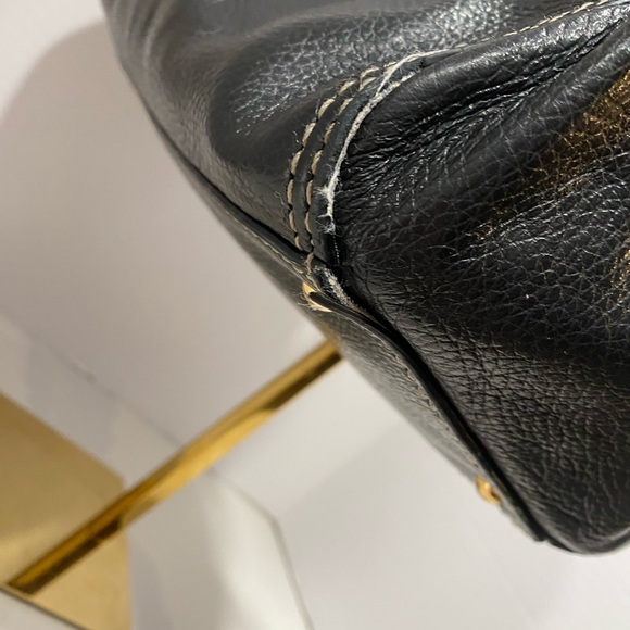 Lauren Ralph Lauren Black Leather Satchel Pocket Handbag - Picture 10 of 10